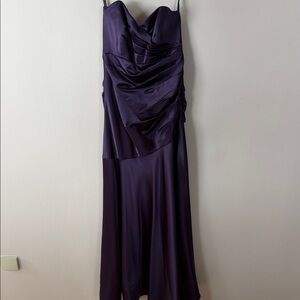 NEW Dessy Collection Strapless Satin Dress in Rich Purple